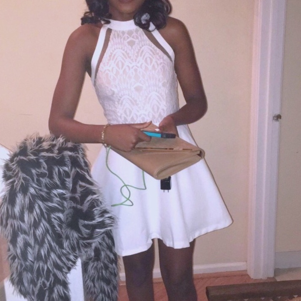 White Lace Top Party Dress